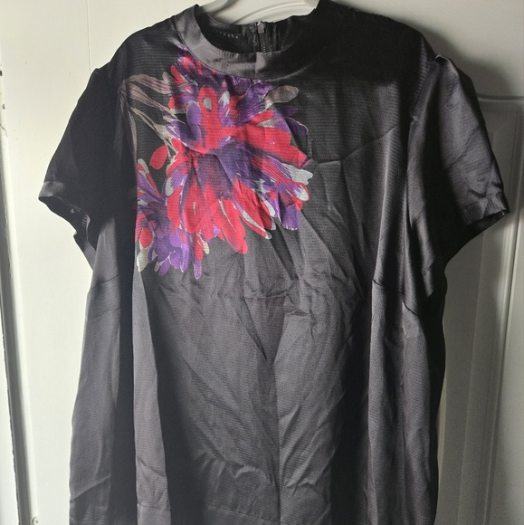 APOSTROPHE Plus Size Black Blouse with Floral Design - Picture 1 of 7